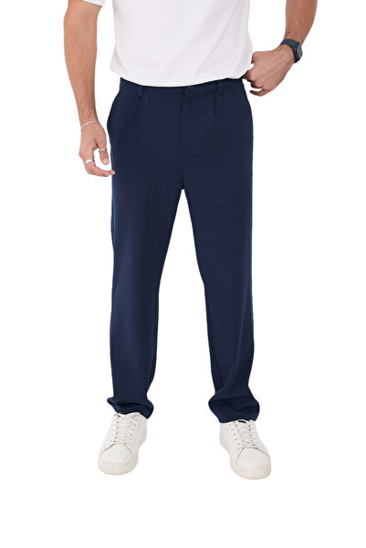 BROCARD Erkek Kışlık Likralı Baggy Kalıp Rahat Lacivert Kumaş Pantolon