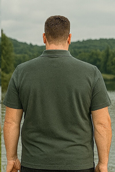 Maccali Ανδρικό μπλουζάκι με γιακά πόλο μεγάλου μεγέθους Basic Khaki