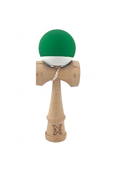 Kendama X Mâner original profesional din lemn, 18 cm, cauciucat, verde, alb