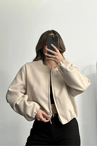 candybia Kadın Viral Kaşe Kumaş Bomber Ceket