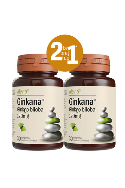 Alevia Pachet Ginkana Ginkgo Biloba 120mg, 30 Comprimate + 30 Comprimate Gratis,