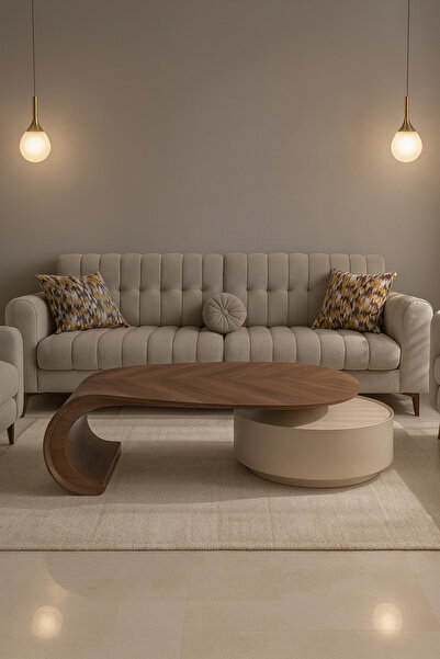 HOMEZ NEED طاولة جانبية معدنية بسطح رخامي – تصميم عصري راقٍ