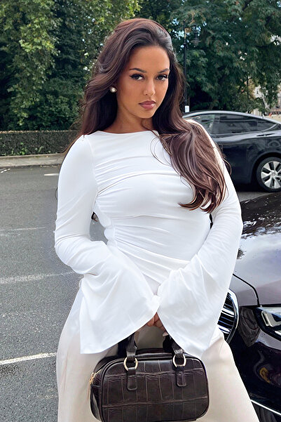 COOL TARZ Bluză crop cu mâneci lungi spaniole din lycra pentru femei