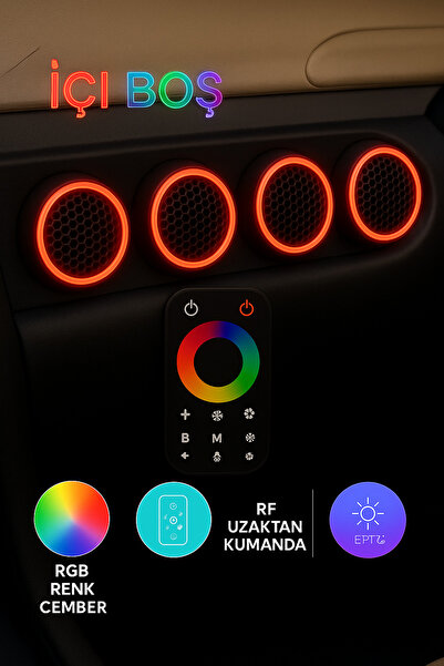 LED LEVEL İçi boş Neon Işıklı 20 cm Midrange Kapağı içi boş Rgb dokunmatik Kumandalı 2 Takım 4 Adet