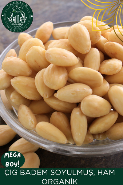 Ankara Organik Çiğ Badem Soyulmuş, Ham Organik - Yeni Mahsül, Pestisit Analizli 100 GR