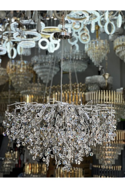 Avize YENİ 80 CM KRİSTAL AĞAÇ LÜX SALON KROM İTHAL KASA