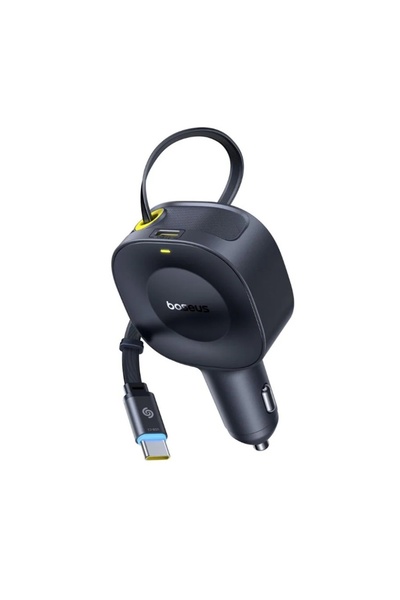 Baseus Cablu retractabil încărcător auto 30W, 2x Tip-C, PrimeTrip VR2, Negru