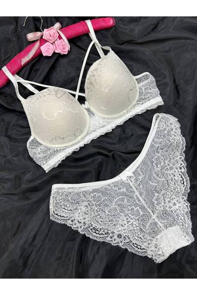 Love Angels Σετ εσώρουχα με δαντέλα χωρίς γέμιση σταυρωτό κορδόνι σουτιέν - Σετ εσώρουχα
