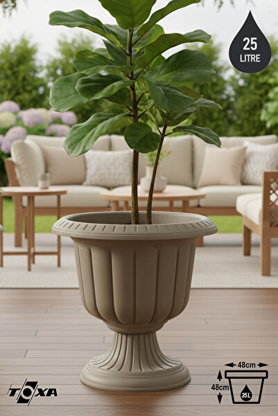 ToXA 25.3 Litre Ø47x48cm Ayaklı Deliksiz Mat Mocha Kahve Dekoratif Plastik Sa...