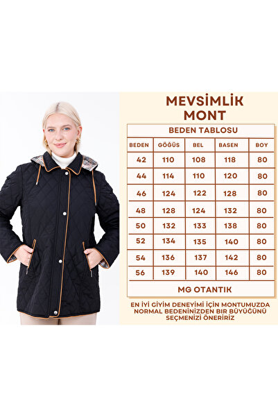 Butik Plus Size Cotton Plaid Quilted Coat - Hooded Seasonal Coat (Mg001)