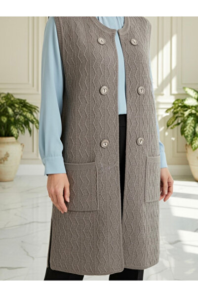 TEK Жилетка с кръгло деколте TEKTRIKO / норка