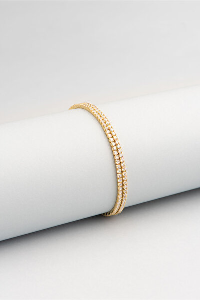 So CHIC... Çift Sıra Su Yolu 18 Ayar Sarı Altın Kaplama Gümüş Ayarlanabilir Bileklik