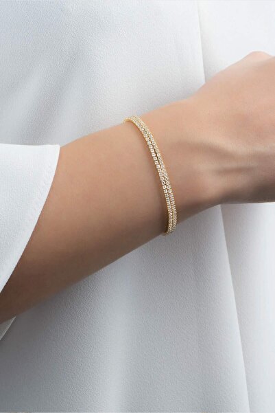 So CHIC... Çift Sıra Su Yolu 18 Ayar Sarı Altın Kaplama Gümüş Ayarlanabilir Bileklik