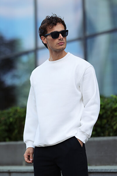 aziso Erkek Bol Kesim İçi Yumuşacık Bisiklet Yaka Sweatshirt
