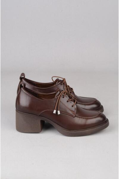 SEÇ KUNDURA Seç 1036 Genuine Leather Heel Shoes (Heel Height: 6 cm) Brown