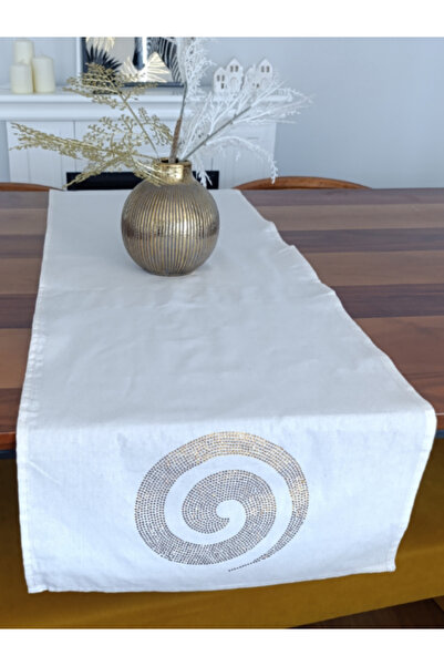 Menar Tasarım Runner brodat cu simbol spirală 140*40 cm Runner cu design spec...