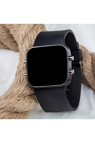 Spectrum Kare Dijital Led Ekran Siyah Renk Silikon Kordonlu Unisex Saat ST-303549