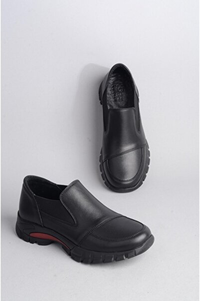 SEÇ KUNDURA حذاء نسائي كاجوال من الجلد الطبيعي باللون الأسود - SEAL 501