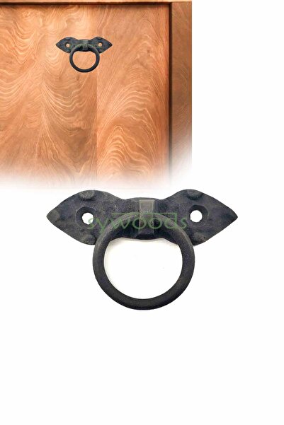 sywoods Pirinç Döküm Vintage Yaprak Form Halka Kapı Kulp