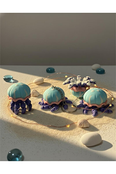 Nycruin3D سلسلة مفاتيح قنديل البحر المتحركة 1 قطعة