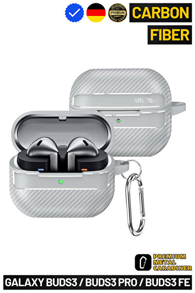 EWEC حافظة سماعات متوافقة مع تقنية البوليمر الهجين من ألياف الكربون متوافقة مع Galaxy Buds3 وBuds3 Pro وBuds3 FE
