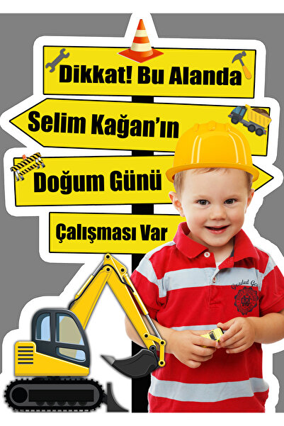 Sunligo İnşaat Temalı Yön Panosu Masa Üstü Ayaklı Pankart 40 Cm Uzunluk Pvc K...