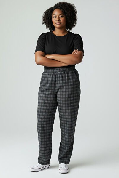 BİLGENS BUTİK Γυναικείο χειμερινό βαμβακερό παντελόνι μεγάλου μεγέθους