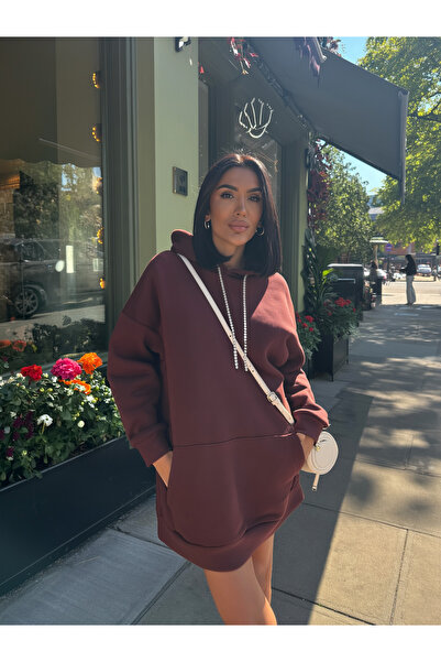 WELOVESTORE Mücevher Detay' Pamuk Penye 3 İplik Şardonlu Elbise