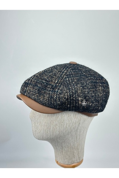 KARNAS ŞAPKA Erkek Deri Detaylı Yünlü Kışlık Kasket