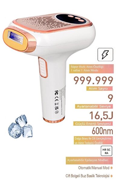 Bright Elegance BE-9077F Ultra Hızlı Profesyonel Lazer 999.999 Atım Otomatik/Manuel Mod Buz Başlık