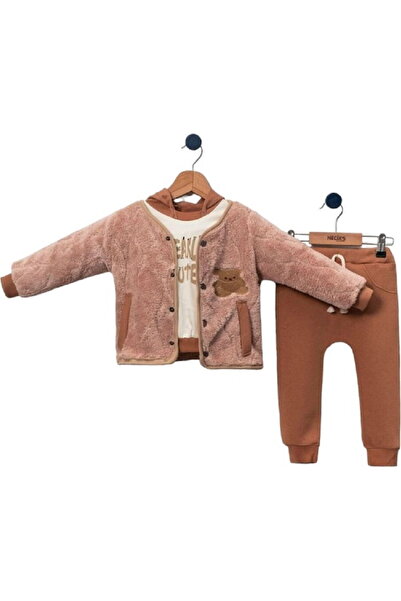 Necix's 235281 Erkek Bebek Varna Özgün Peluş Ceketli 3'lü Takım