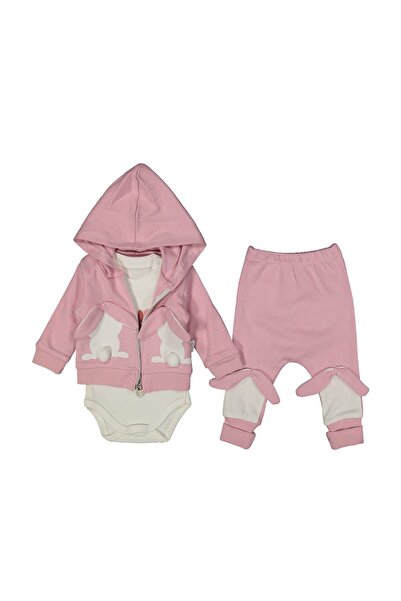Miniworld 3-piece girls' set with pink bunnies, 3-6 luni, 68 cm, cotton 100%