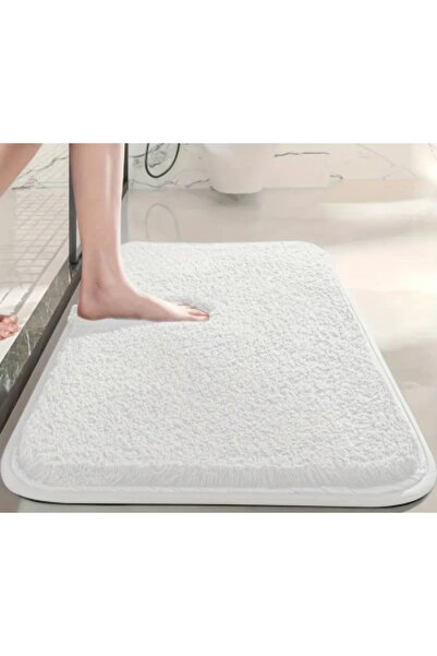 New Color سجادة حمام قطنية ناعمة غير قابلة للانزلاق - أبيض 60x100 سم