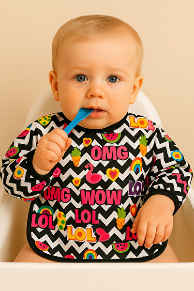 Generic Baby Waterproof Long-Sleeve Bib / Apron - OMG/WOW design