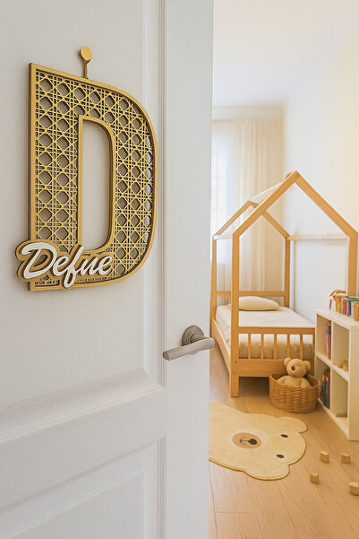 Boncukafası Rattan Kapı Süsü Bebek Çocuk Odası Kapı Süsü Hazeran 30 cm