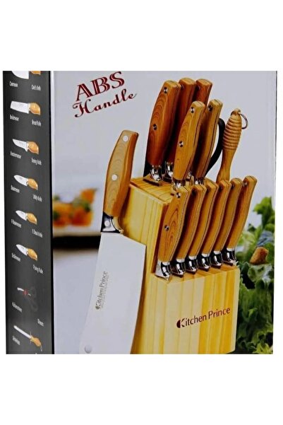 Generic 15-Piece Knife With Holder And Scissor Set Brown/Silver