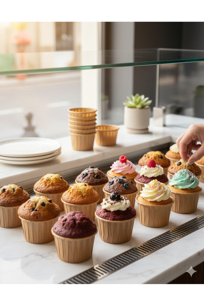 EMORFOHOME 50'li Kraft Muffin Cupcake Kalıbı Kek Kapsülü Naturel Kek Kalıbı , Safari Konsept , Airfryer Uyumlu