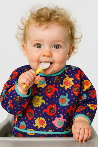 Generic Baby Waterproof Long-Sleeve Bib - Elephant & Snail design