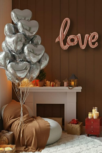 SkyPop 5 قطع من بالونات فويل فضية على شكل قلب مقاس 45 سم و1 قطعة من بالونات ف...