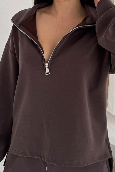 Mogi Butik Premium Modal Fabric Half Zipper Women's Sweatshirt 3102