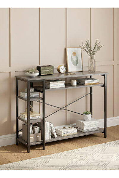 AGD Side Entrance Console Table with Open Storage Shelves, 130x35x90 cm