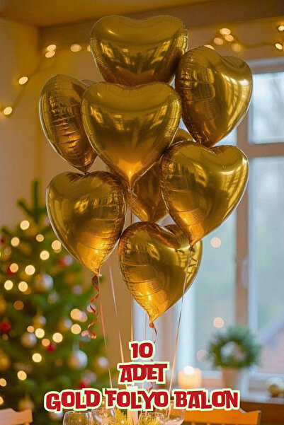 SkyPop 10 بالونات من رقائق الذهب على شكل قلب مقاس 45 سم، للحبيب، يوم خاص، عيد...
