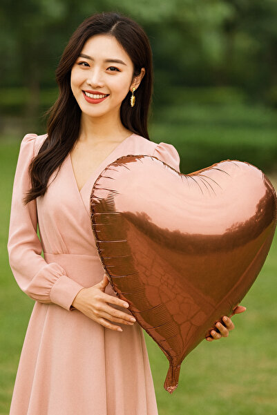 Parti dolabı 60cm Büyük Boy 1 Adet Kalpli Rose Gold Bakır Kalp Folyo Balon