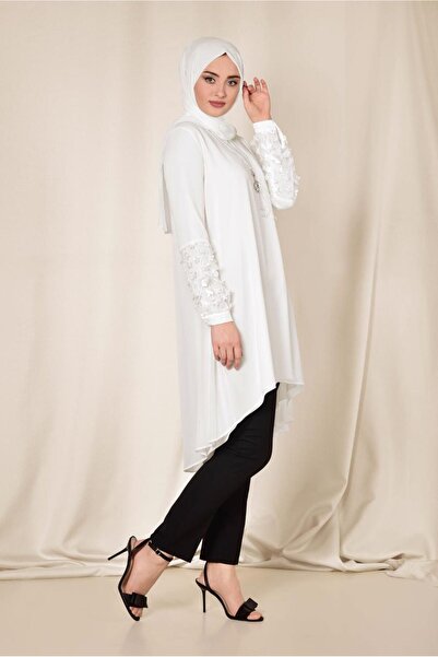 Alvina 3 BOYUTLU ÇİÇEK DETAYLI TUNİK 4132