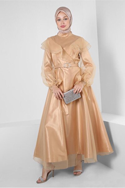 Alvina VOLAN DETAYLI KEMERLİ ABİYE ELBİSE 50397