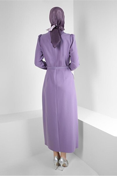 Alvina ZİNCİR DETAYLI KEMERLİ KREP ELBİSE 43546