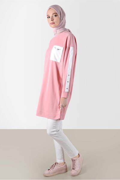 Alvina Striped Tunic Sweatpants with Sleeves and Pocket Detail - 42859