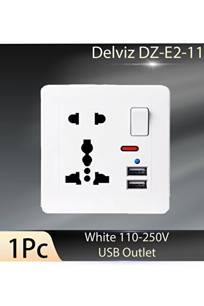 Choice منفذ USB أبيض 110-250 فولت بريطاني، مقبس USB مزدوج، مقبس 13 أمبير، مفتاح