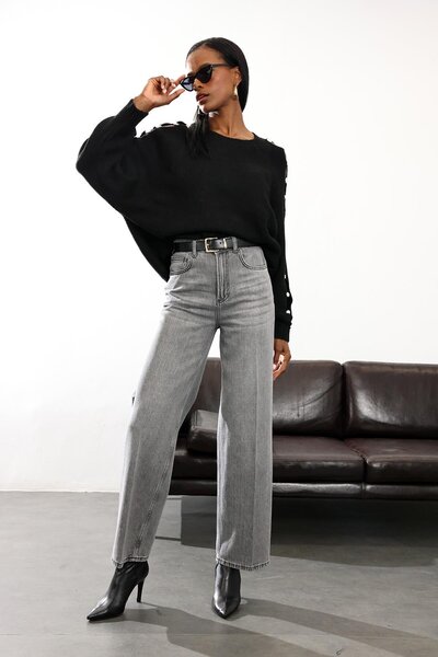 5in1Canpolat Gri Lyocell Düz Kesim Jean