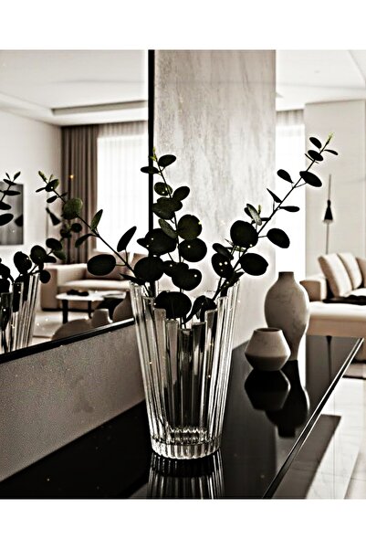 DECOSTYLE Omnia Kristal Dekorlu Mat Parlak Vazo 25.5 cm - Lüks Dekoratif Salon Vazosu